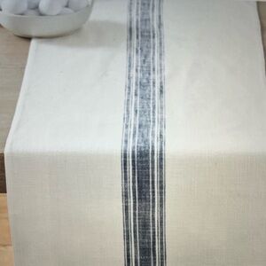 Pottery Barn Navy Blue French Striped Table Runner